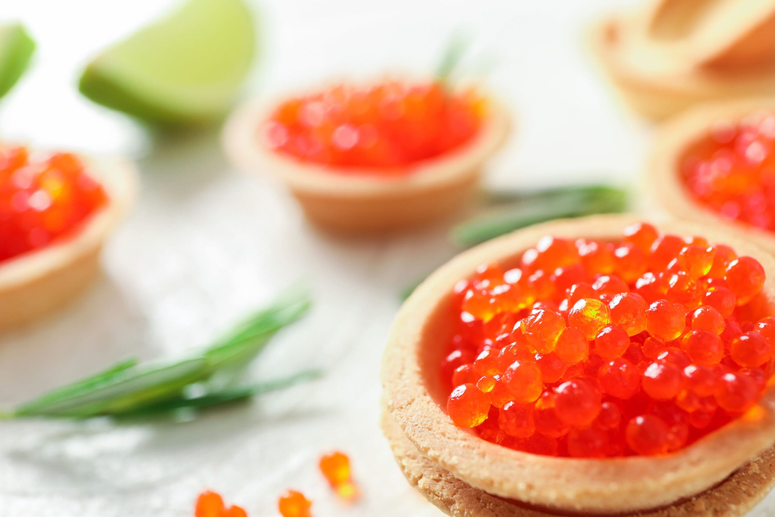 Trout roe caviar on crackers