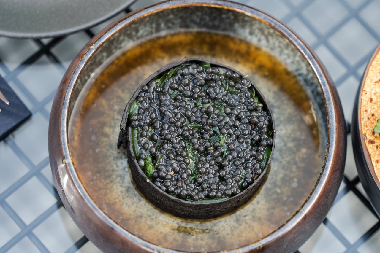 black caviar in bowl
