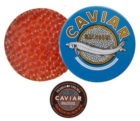 red caviar and blue caviar tin