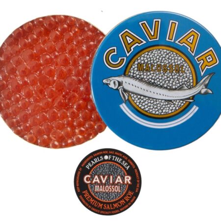 red caviar and blue caviar tin