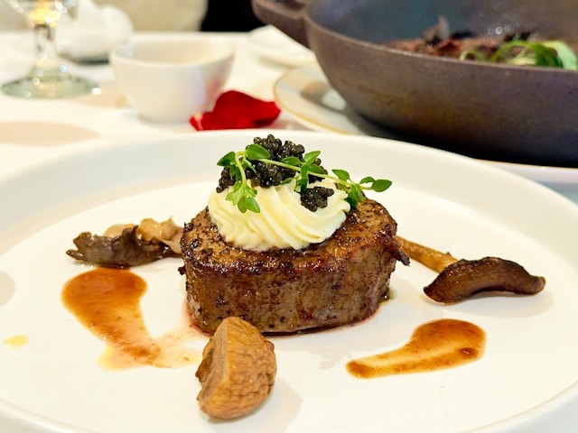 steak with caviar garnish