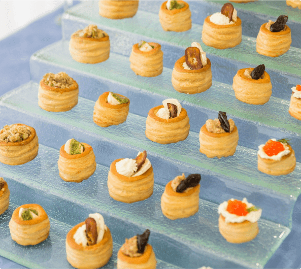 caviar appetizers on serving stand