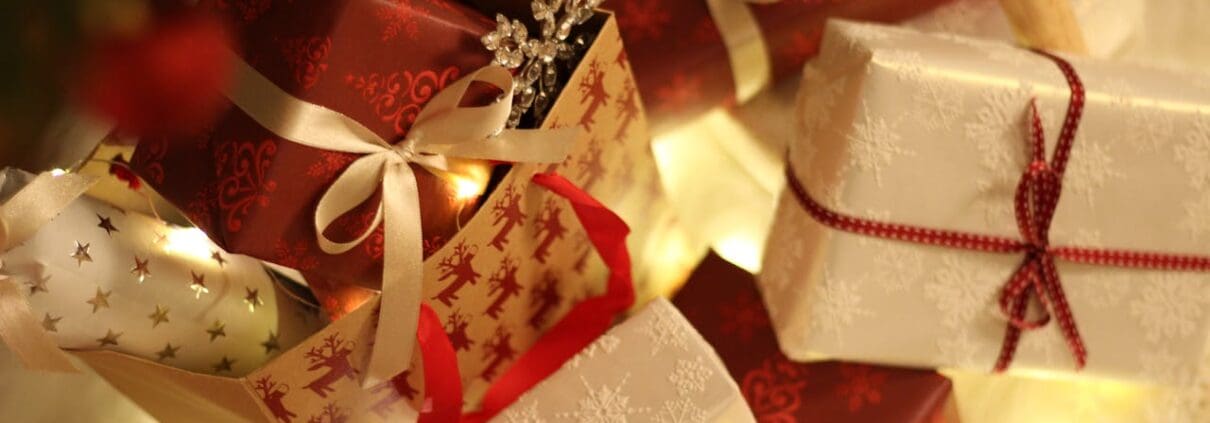 closeup of Christmas presents