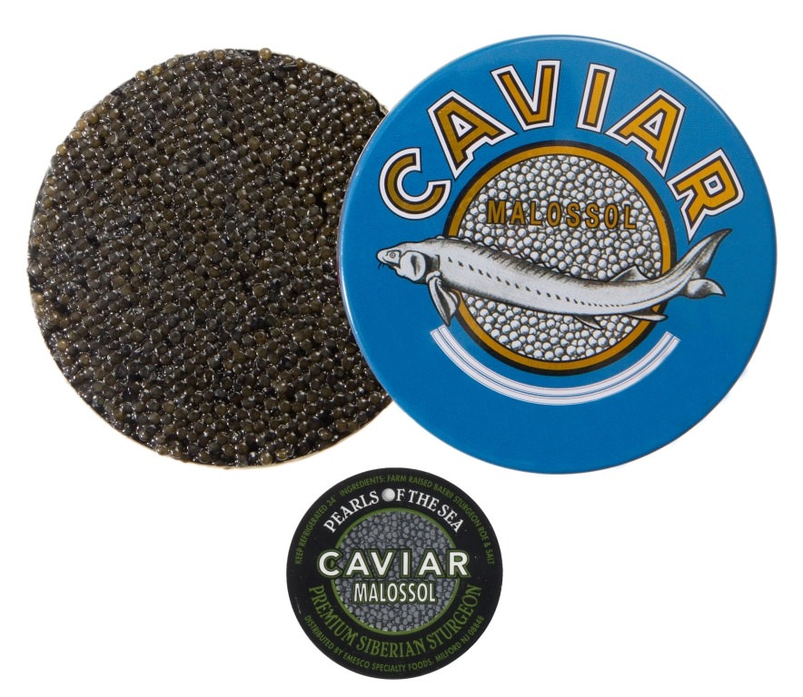 Caviar packaged in a can